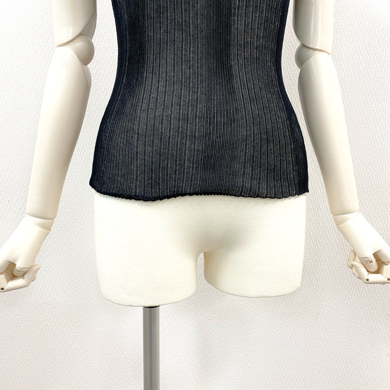 27L1 CHANEL シャネル fフロント ココマーク リバーシブル ニットTシャツ トップス P38434K02612 サイズ34 ネイビー ホワイト レディース カットソー 半袖ニットk02i