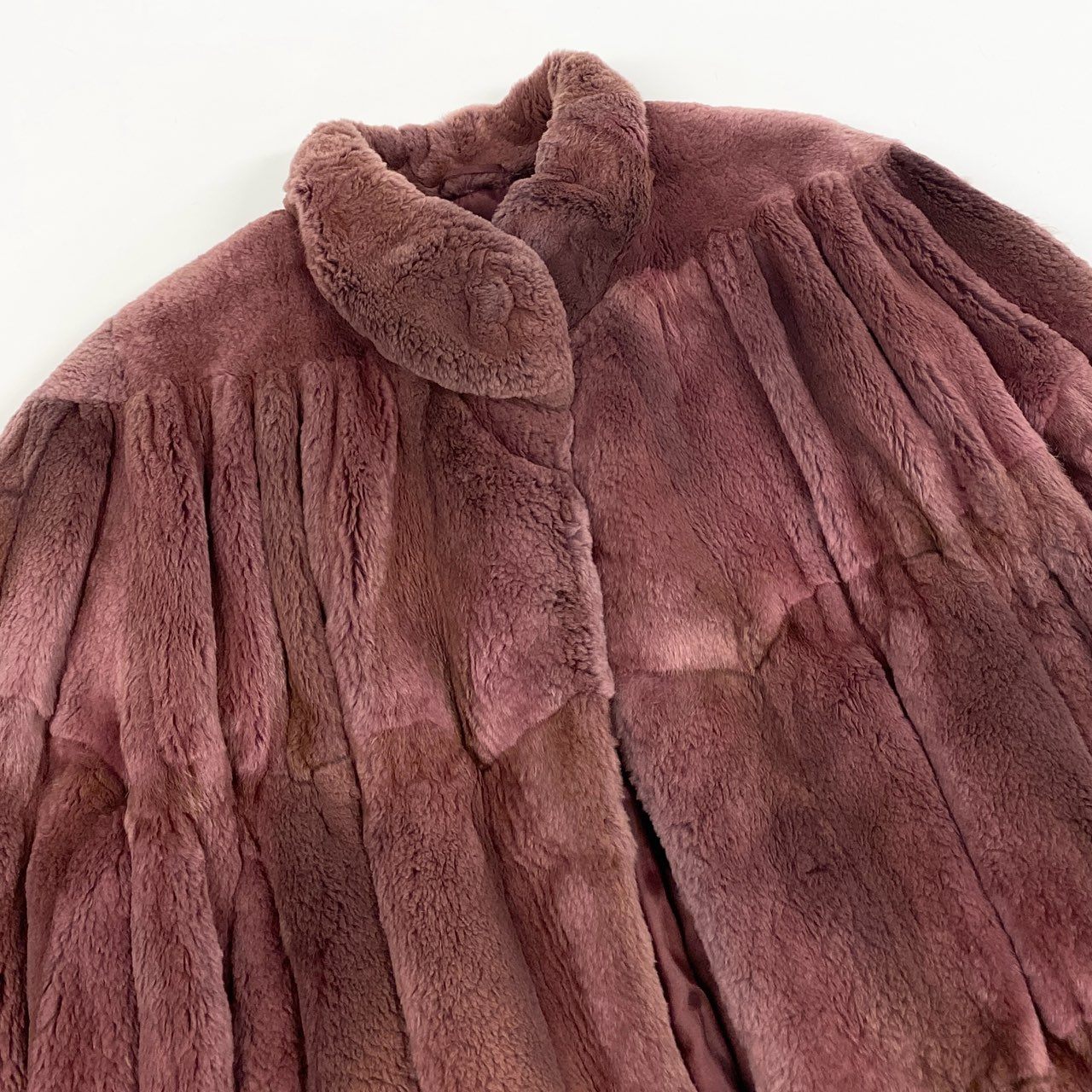 83L10 EMBA エンバ 染め シェアードミンク ファーコート サイズF ピンクパープル 本毛皮 MINK FUR ポケット有 希少デザインt18r