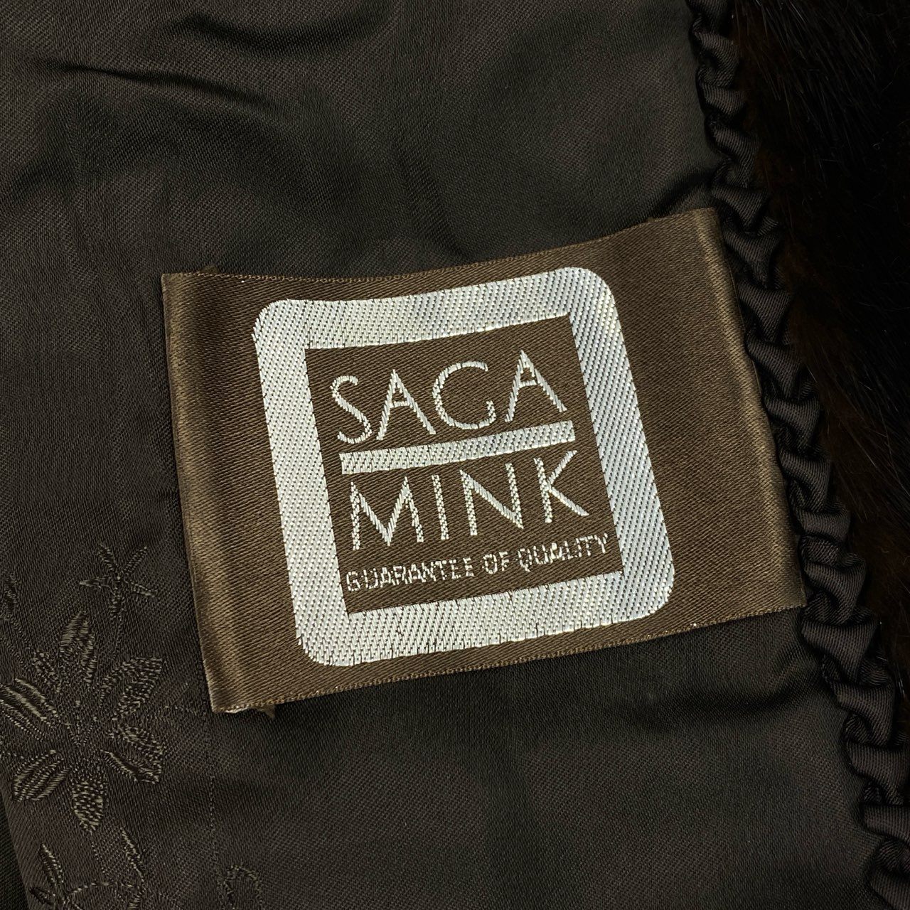 49L10 SAGA MINK サガミンク 銀サガ マホガニー 螺旋袖 ミンク ファーコート サイズ13号 ブラウン 本毛皮 MINK FUR ポケット有 希少デザインt18r