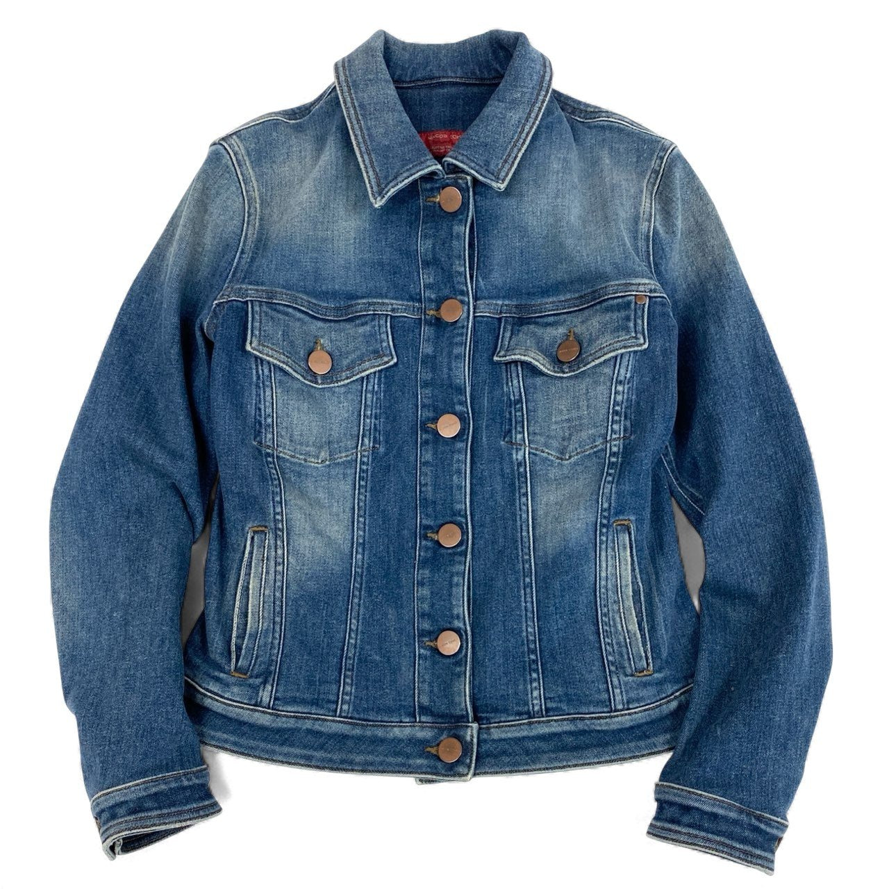 39L15 JACOB COHEN ヤコブコーエン ヴィンテージウォッシュ ストレッチデニムジャケット アウター Sサイズ相当 インディゴ レディースo07t