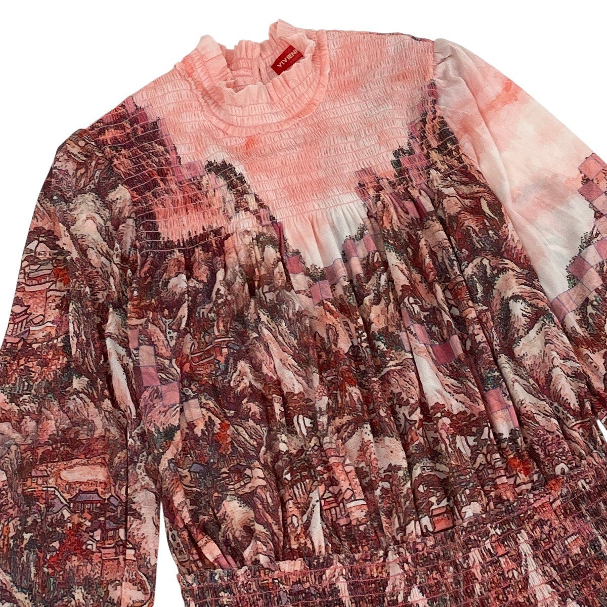 Ah28 VIVIENNE TAM Power Net Landscape Print Dress Size 38 Women'sk02i