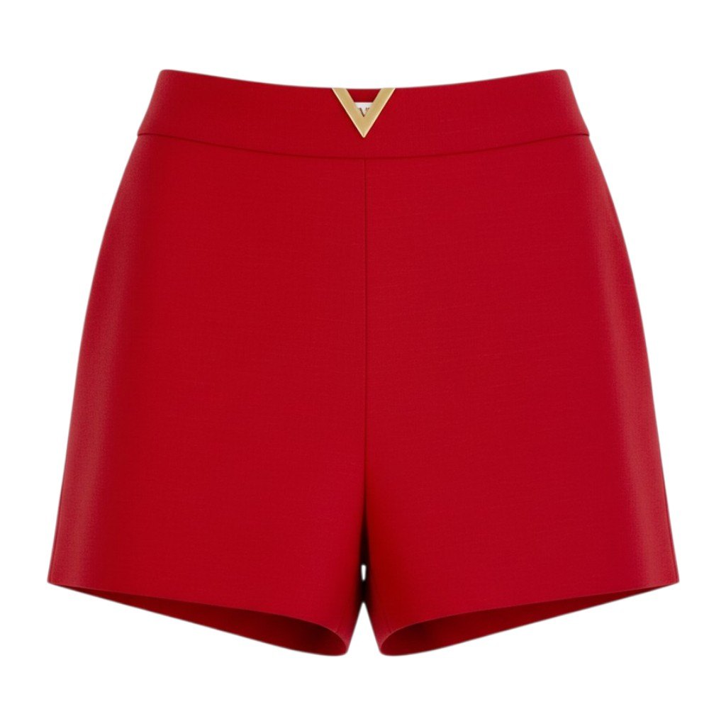 Ic2 VALENTINO ヴァレンティノ Vゴールドロゴ ショートパンツ ボトムス 38 レッド レディースu02t