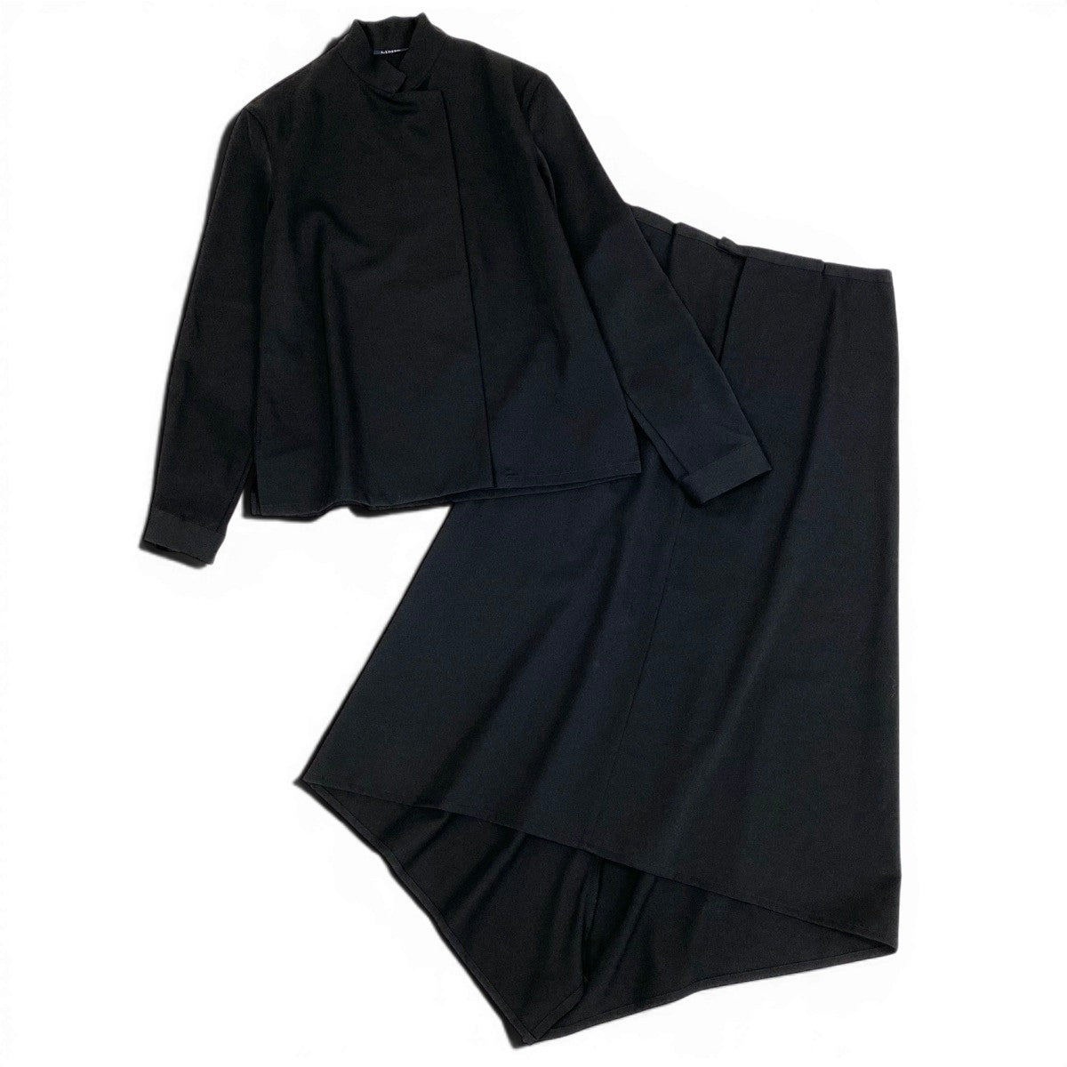 Af27 LIMI feu リミフゥ Yohji Yamamoto ヨウジヤマモト セットアップ シャツジャケット ロングスカート ブラック ウール100％ レディースo07t