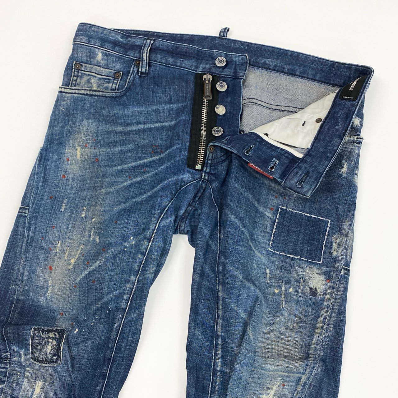 12i26 DSQUARED2 ディースクエアード Tidy Biker Jean ダメージ加工デニムパンツ ジーパン S74LB0424 サイズ50 ブルー メンズu02t
