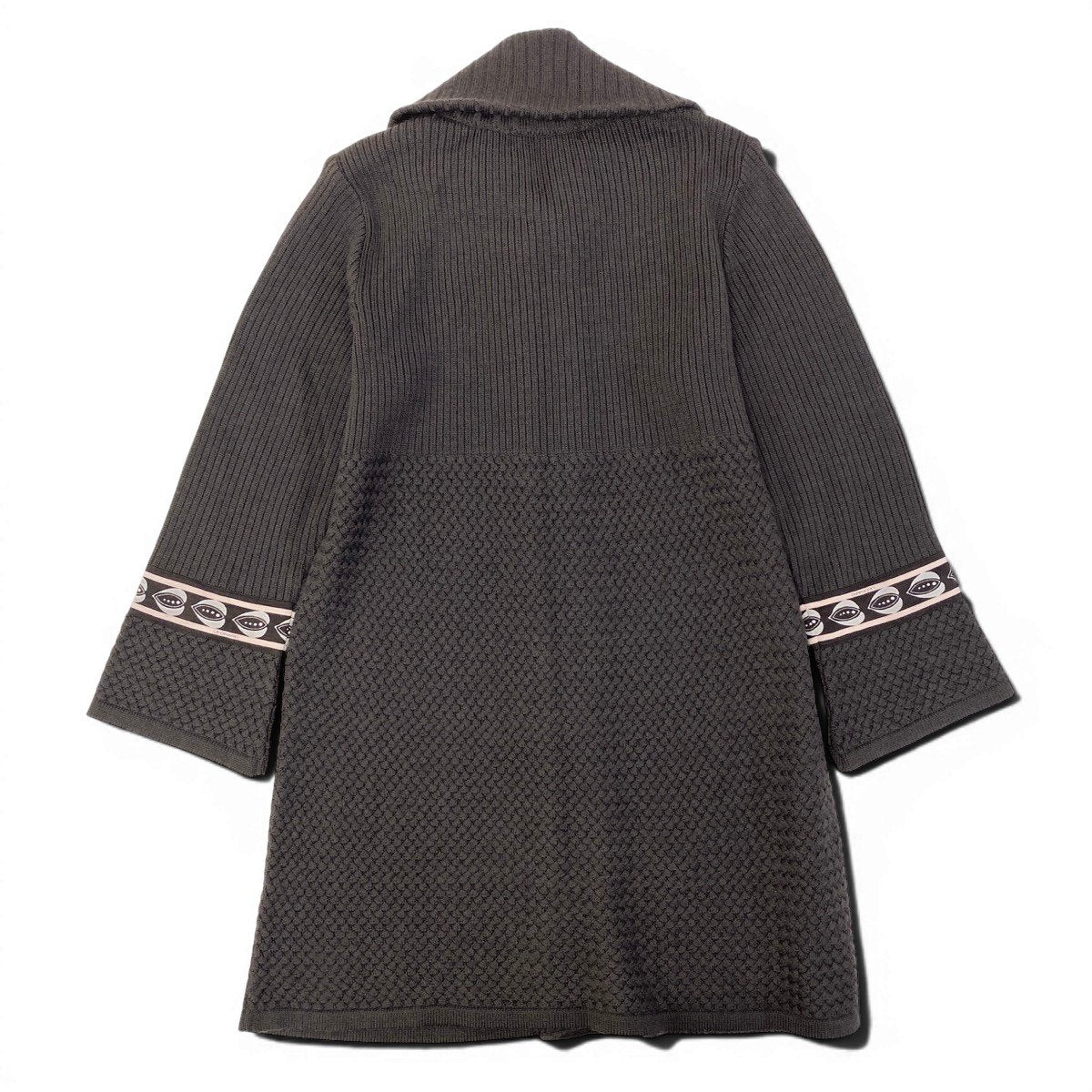 34g17 LEONARD FASHION レオナール ロング ニットカーディガン ウールシルク混  サイズ40 ブラウン レディースu02t