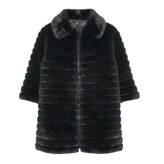 23a21 ダークミンク ファーコート サイズL ブラック 本毛皮 Black Mink Fur Coat リアルファーt18r