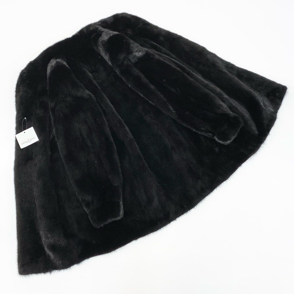 16l27 AMERICAN FUR AWARDS アメリカンファーアワード 4つ星 ダークミンク ファーコート サイズF ブラック 最高級本毛皮 タグ付t18r