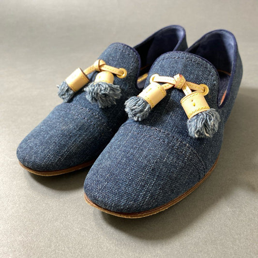 3f29 《美品》 LOUIS VUITTON ルイヴィトン タッセル デニムスリッポン ローファー 35 インディゴ LV DENIM イタリア製 ドレスシューズ