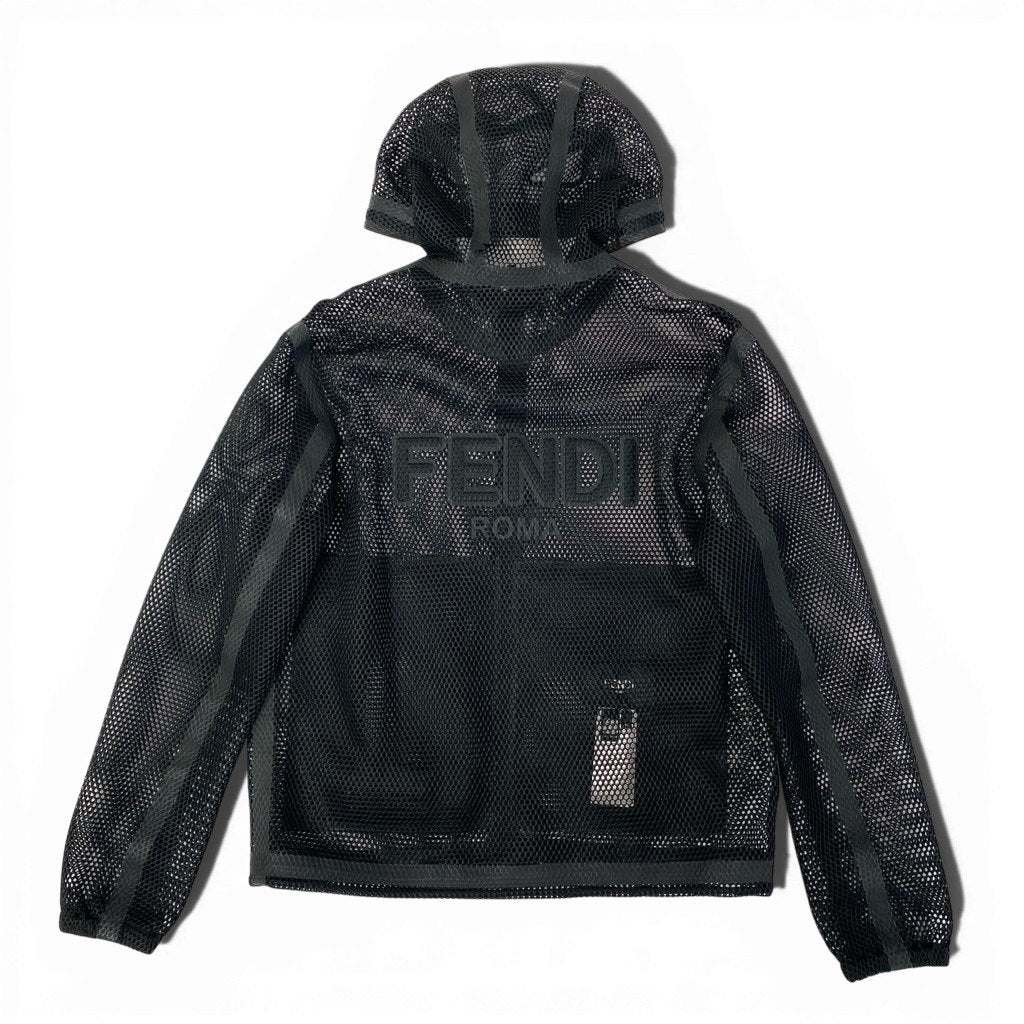29a9 FENDI フェンディ フルジップ メッシュパーカー バグズアイ フーディージャケット バックロゴ イタリア製 メンズ 紳士服 FW0832 A6TS 48 ブラックo07t