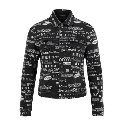 32f11 BALENCIAGA バレンシアガ 20AW Logo Print Denim Jacket ロゴプリント デニムジャケット 620731 44 ブラック コットン メンズo07t