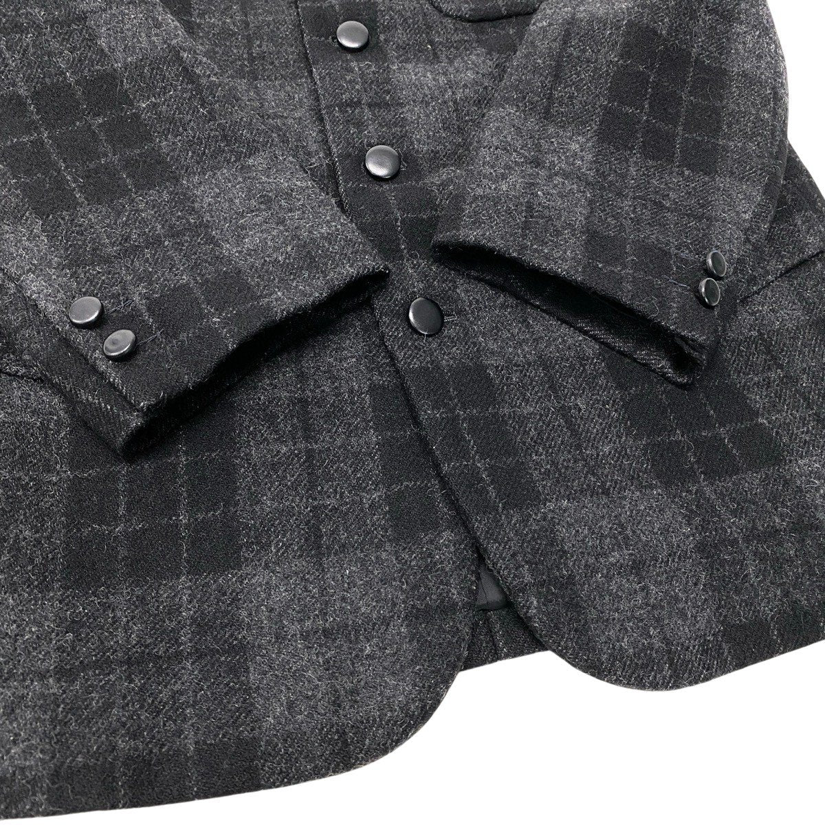 54h22 COMME des GARCONS HOMME コムデギャルソン 4つボタン チェック柄 テーラードジャケット サイズM ブラック D-TK9210t18r