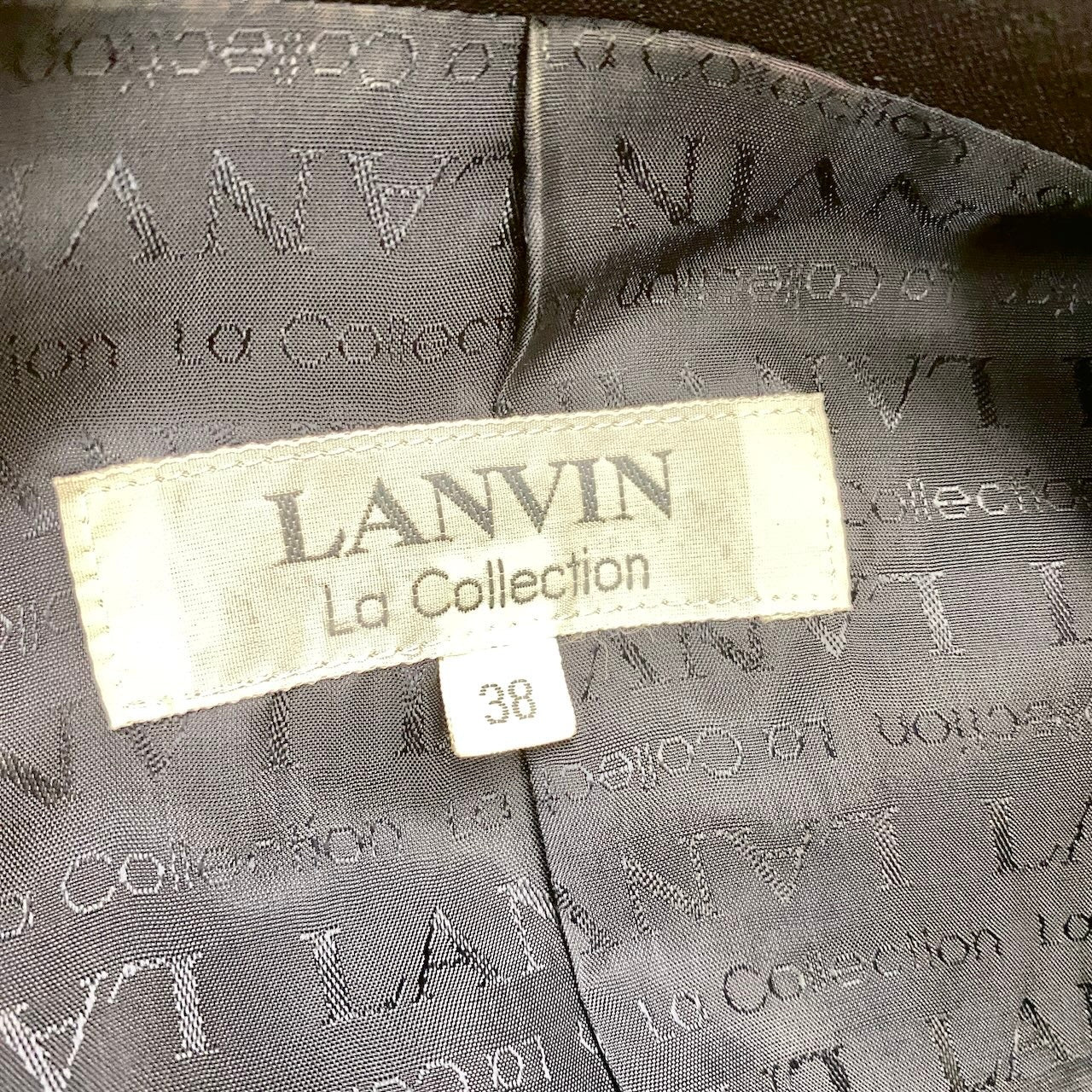 10h28 LANVIN La Collection ランバンコレクション ダブルブレスト テーラードジャケット ロングジャケット 裏地総柄 ウールモヘヤ混 サイズ38 ネイビー レディースo07t