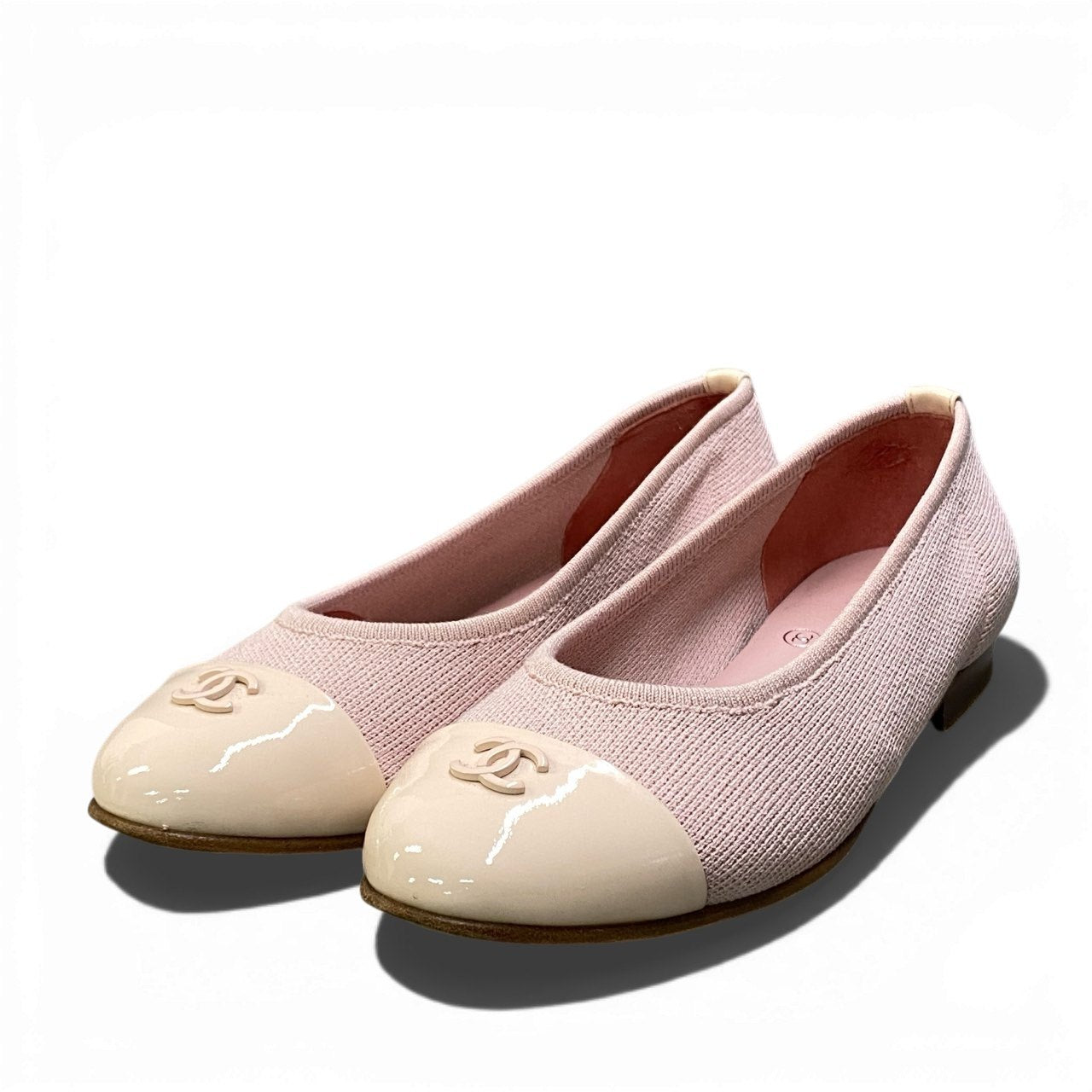 2a23《美品》 CHANEL シャネル ココマーク バレリーナ フラットシューズ G33411 サイズ34 1/2 ピンク バレエシューズ パンプス 箱付t18r