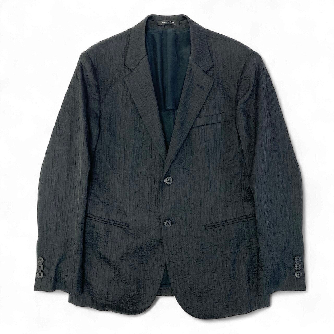 68d30 EMPORIO ARMANI エンポリオアルマーニ JOHNY LINE テーラードジャケット 背抜き 2B サイズ50 ブラック メンズ 紳士服u02t