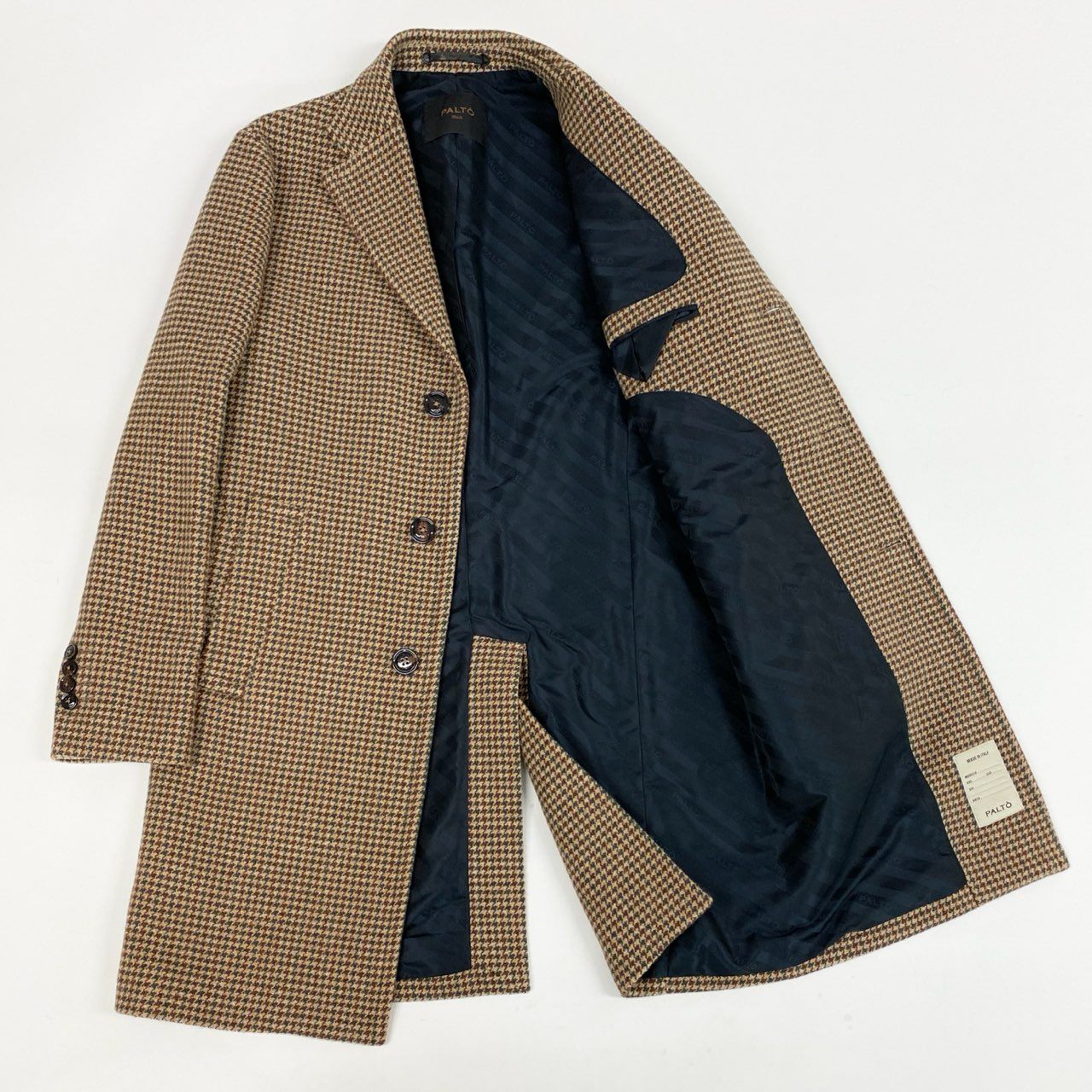 27L12 PALTO パルト チェスターコート ミドル丈 アウター ハウンドトゥース 46 ブラウン系 メンズ 男性用u02t
