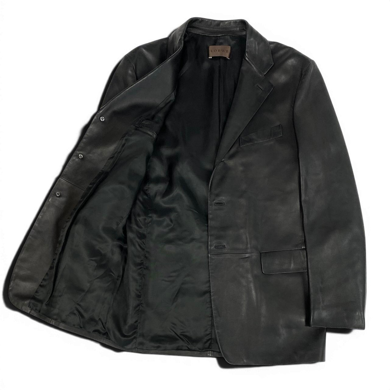 23e14 LOEWE ロエベ レザージャケット テーラードジャケット 3B 50サイズ ブラック レザー100％ メンズ 男性用k02i