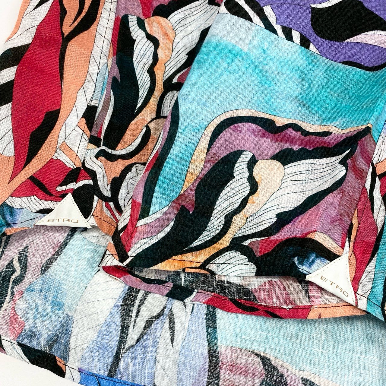 14h29 ETRO エトロ 長袖シャツ リネンシャツ ロングスリーブ 総柄 42サイズ マルチカラー メンズ 男性用k02i