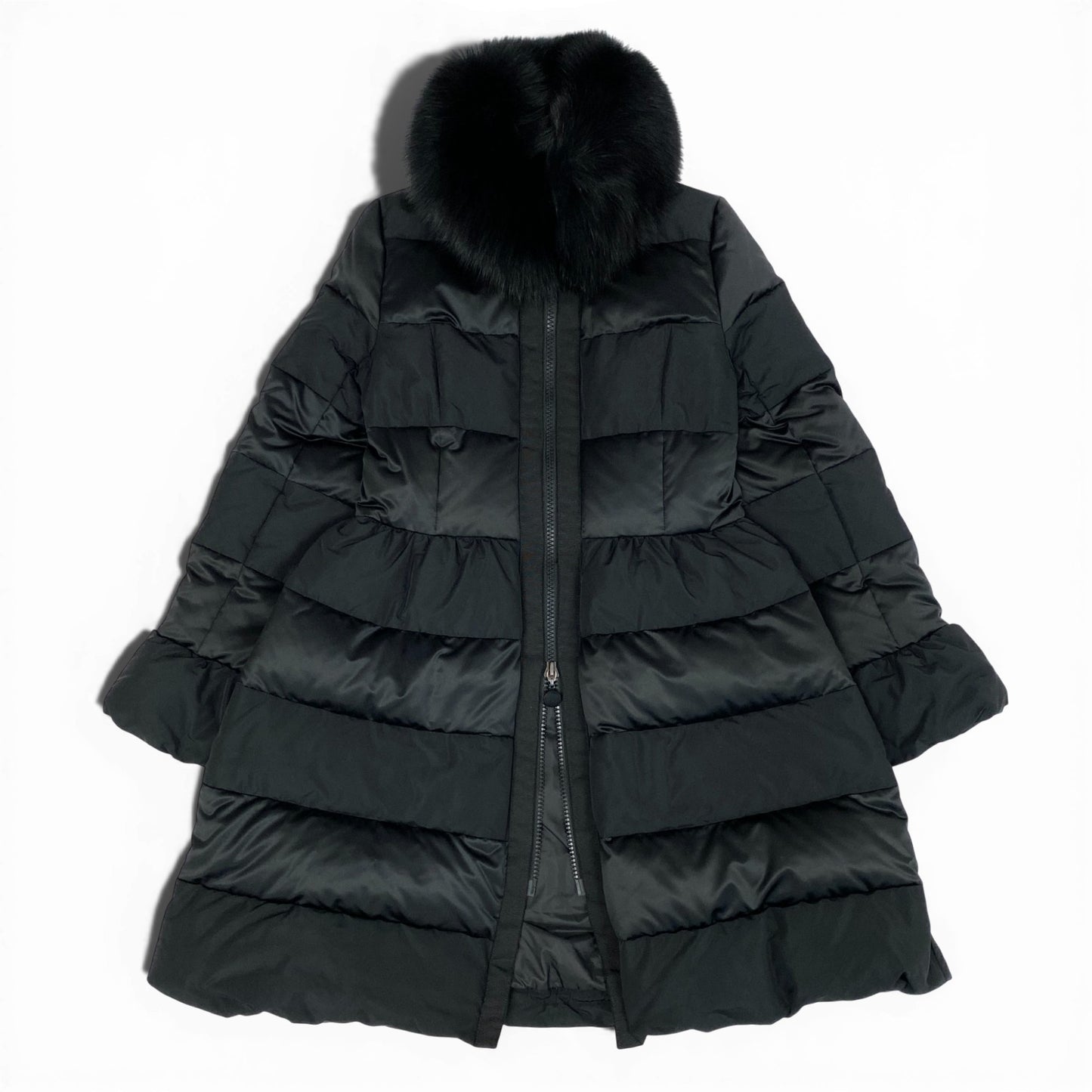 85l20 TO BE CHIC トゥービーシック ダウンコート ブルーフォックス ドロスト 40 ブラック レディース 女性用o07t