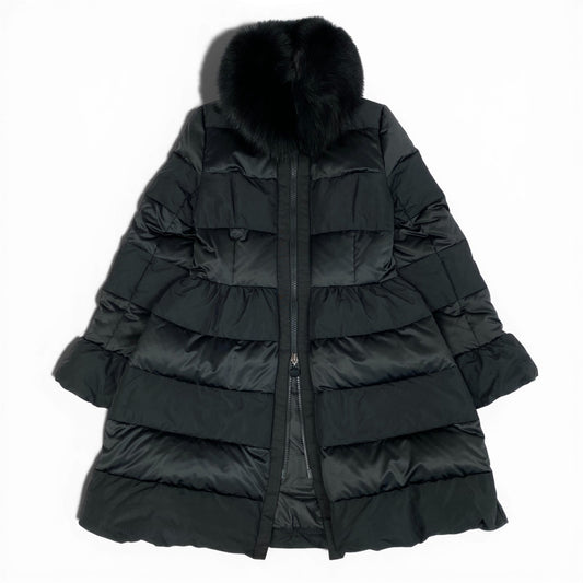 85l20 TO BE CHIC トゥービーシック ダウンコート ブルーフォックス ドロスト 40 ブラック レディース 女性用o07t