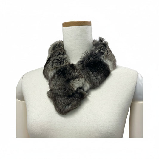 d23 【美品】 FOXEY BOUTIQUE フォクシーブティック ティペット ファーティペット マフラー グレー系 ホワイト系 チンチラ100％ レディース 女性用u02t