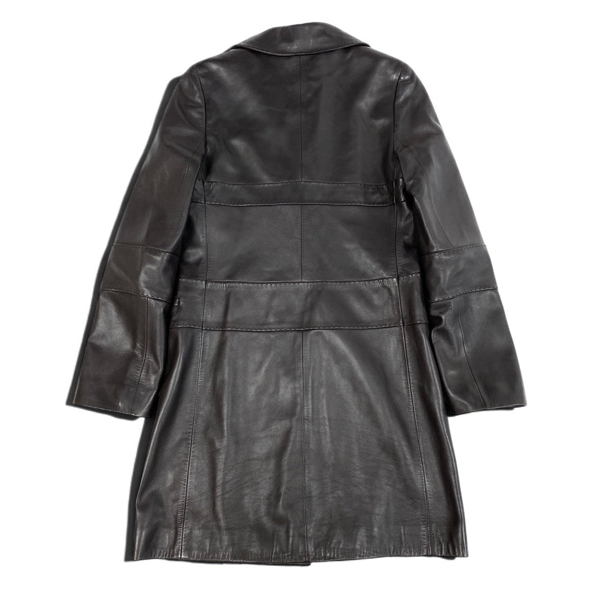 Ej19 【美品】 LOEWE ロエベ ナッパレザー ジャケットコート 裏地アナグラム 36 ダークブラウン 羊革 レディースu02t