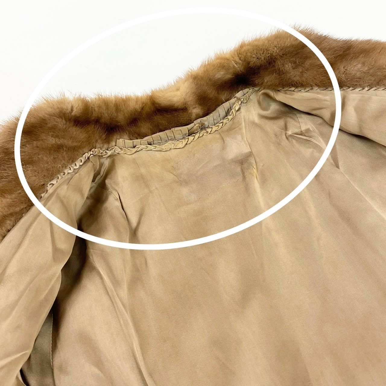 44L10 パステルミンク ファーコート サイズ13号 茶系 本毛皮 MINK FUR ポケット付き リアルファーt18r