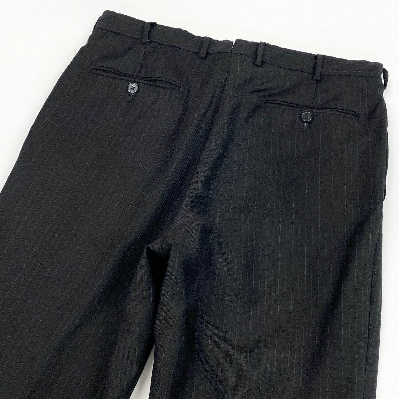 22a23 Ermenegildo Zegna エルメネジルドゼニア シングルスーツ セットアップ ビジネス ストライプ 2242RG 50 ブラック ウール メンズu02t