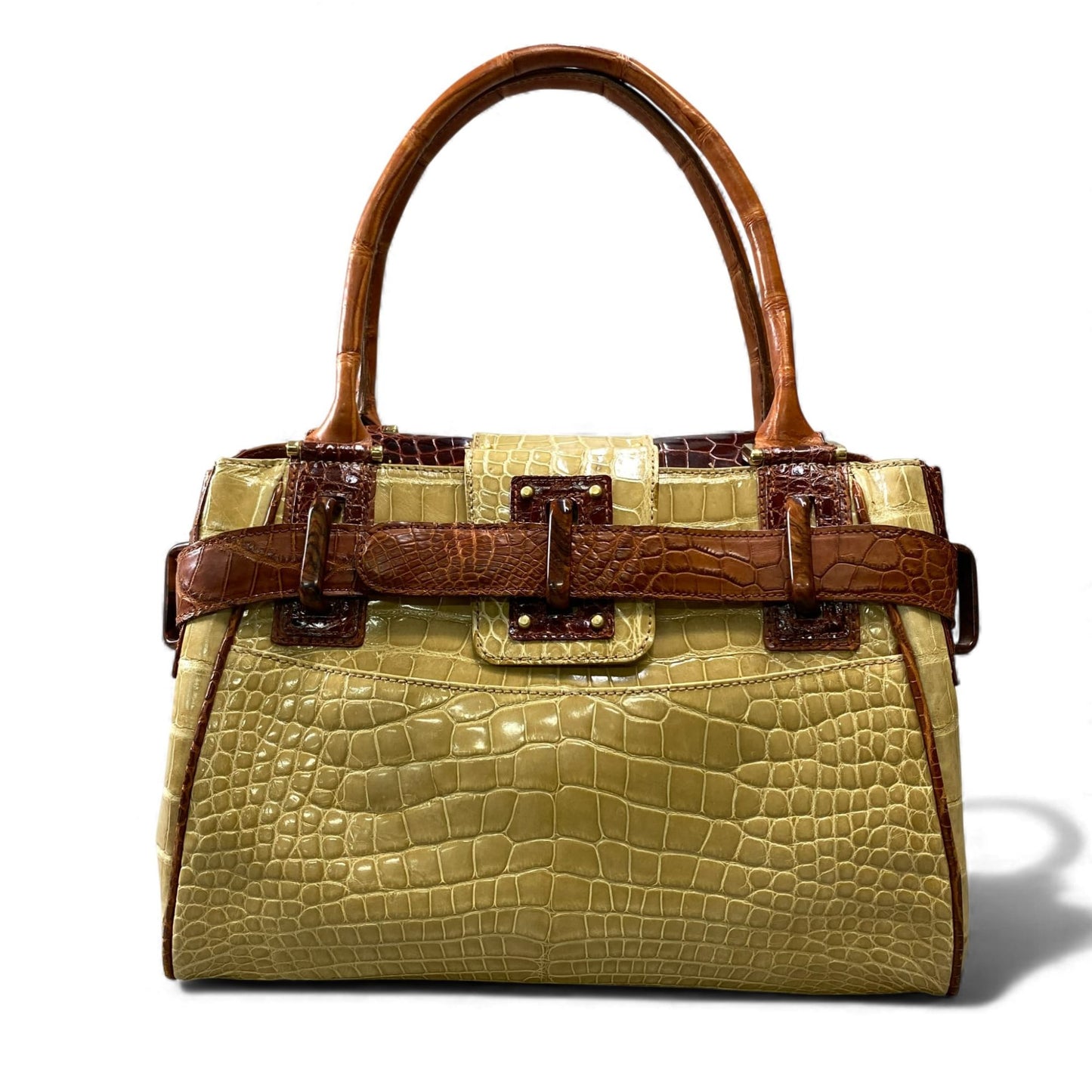 AL10 NICO MARTELLI ニコマルテリ シャイニングクロコ クロコバッグ トートバッグ ハンドバッグ ベージュ ブラウン レディースk02i