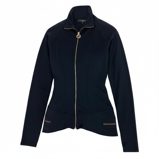 Id18 GUCCI グッチ ジャージージップアップジャケット ストレッチ シェリーライン GGジップ Sサイズ ブラック レディース 女性用u02t