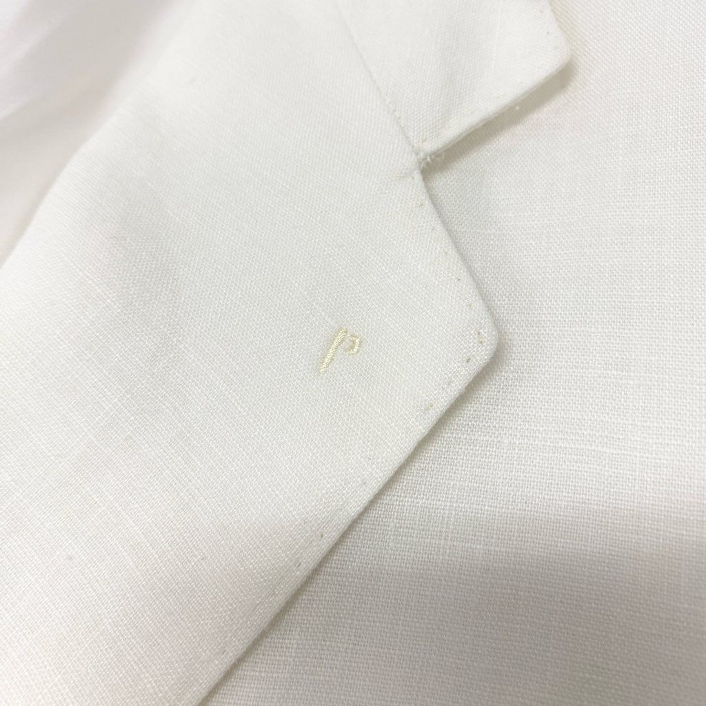 40l25 Papas パパス テーラードジャケット サマージャケット ブレザー 50 ホワイト リネン メンズ 紳士服u02t