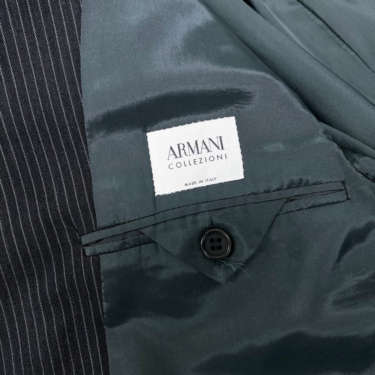 92g27 ARMANI COLLEZIONI アルマーニコレツィオーネ セットアップ シングルスーツ 3B ストライプ柄 テーラードジャケット タックパンツ サイズ50 グレー メンズ 紳士服o07t