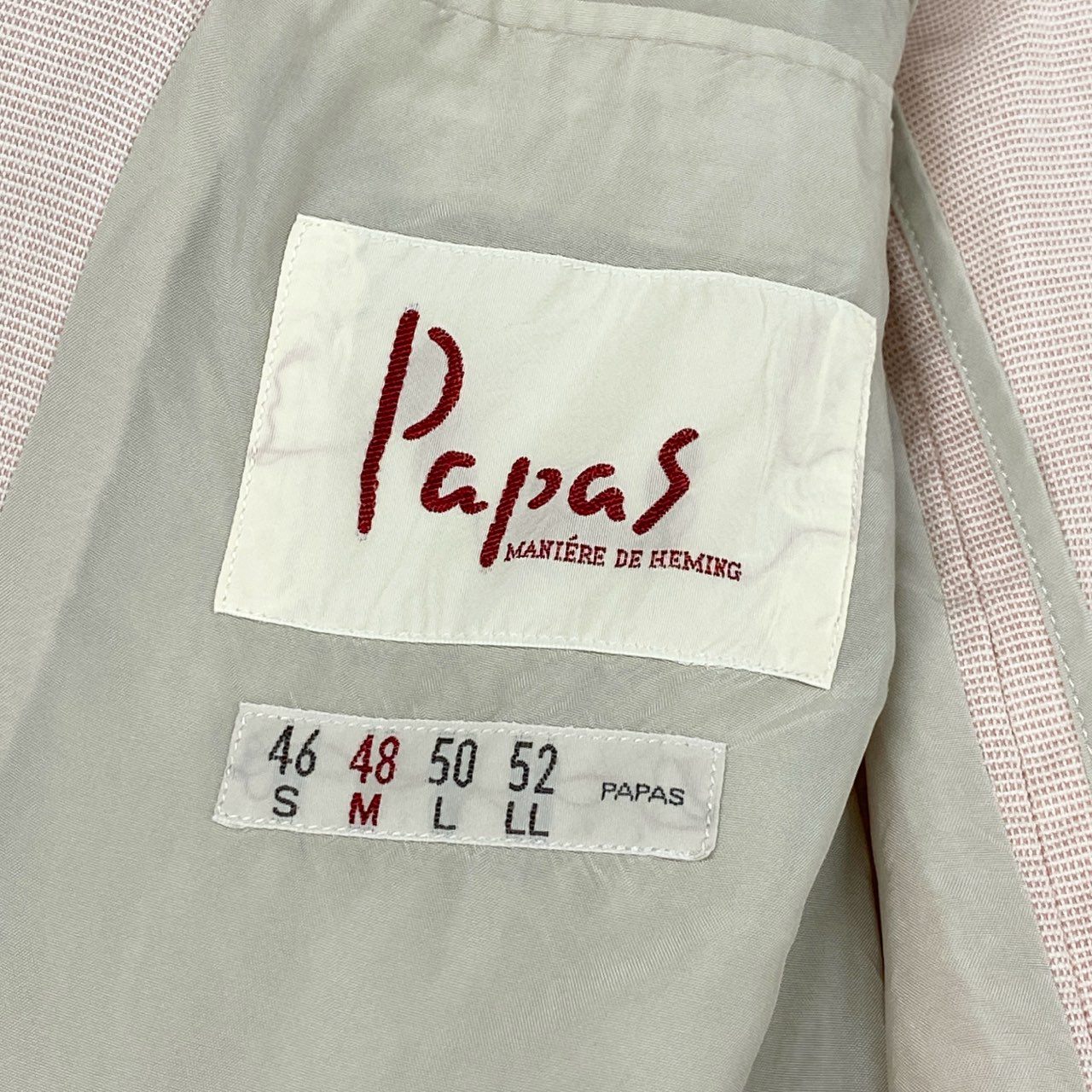 37L22 Papas パパス テーラージャケット サマージャケット 48 ピンク コットンリネン メンズ 紳士服u02t
