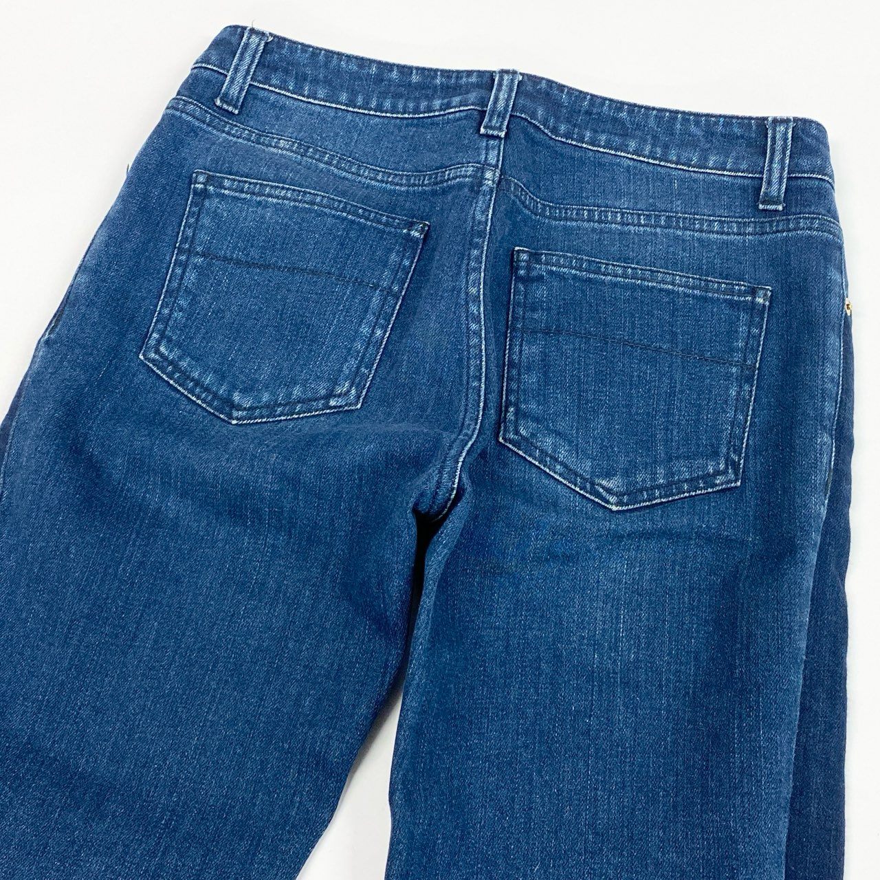 Ia15 LOUIS VUITTON ルイヴィトン モノグラム切替 クロップドデニムパンツ ジーンズ サイズ36 インディゴ レディース ボトムta1