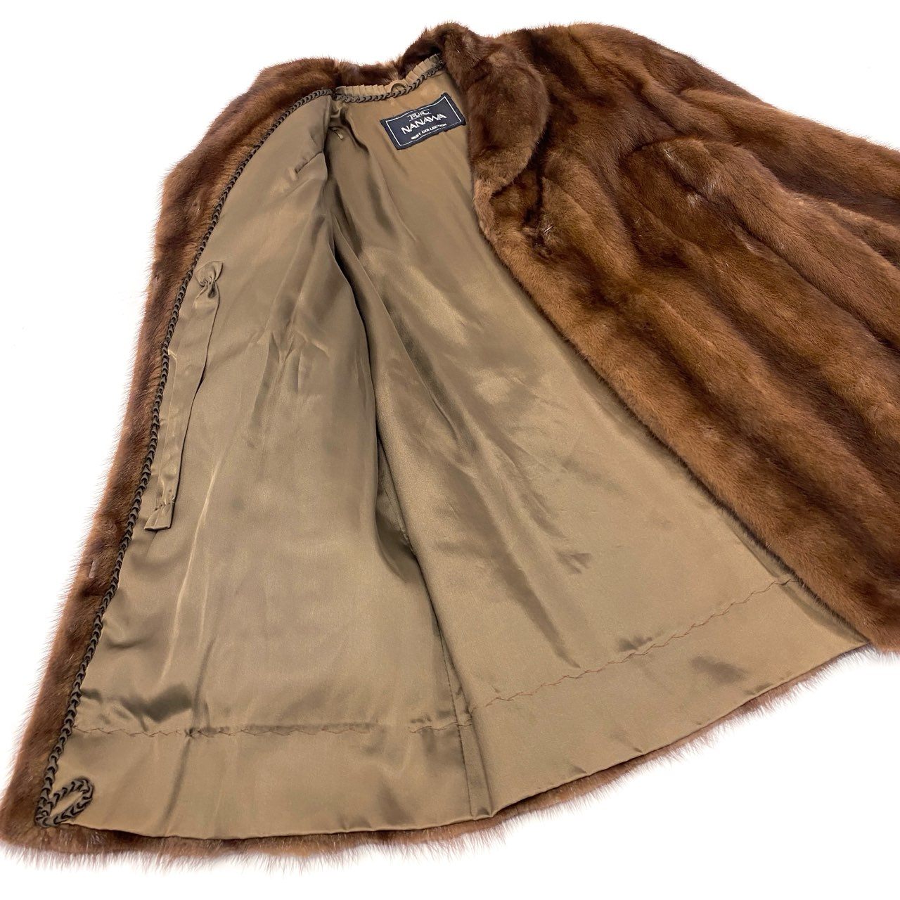 10k11 NANAWA FUR SAGAMINK サガミンク ミンクコート 毛皮コート サイズ11号 ブラウン デミバフミンク レディースk02i