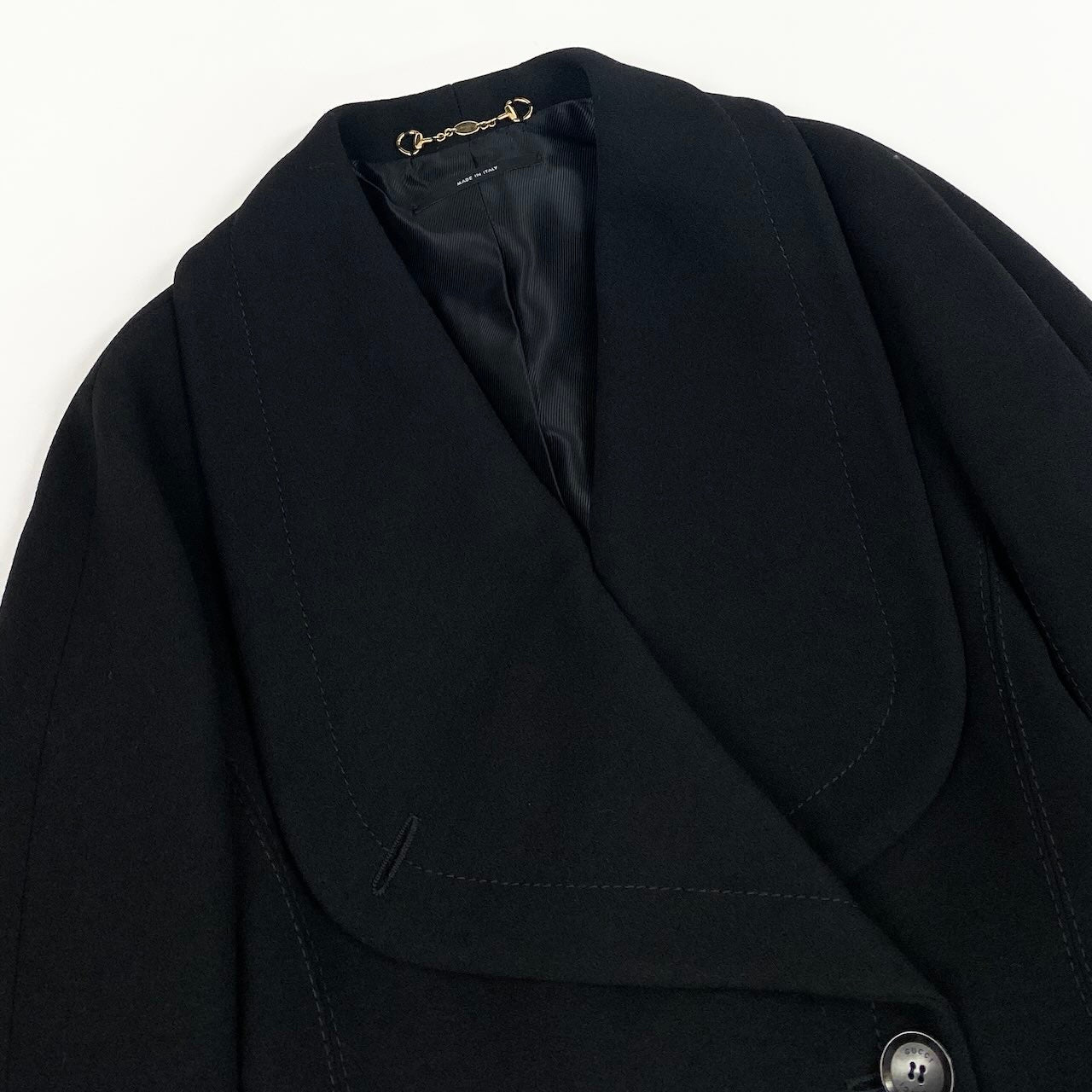 Ec31 《美品》 GUCCI グッチ ビッグカラー ダブルブレスト ジャケット Big Collar Double Jacket サイズ36 ブラック イタリア製t18r