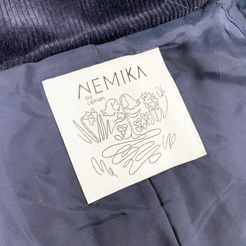 69L17 【美品】NEMIKA by Leilian ネミカ レリアン キルティングジャケットコート 中綿コート 異素材切替 11サイズ ネイビー レディースu02t