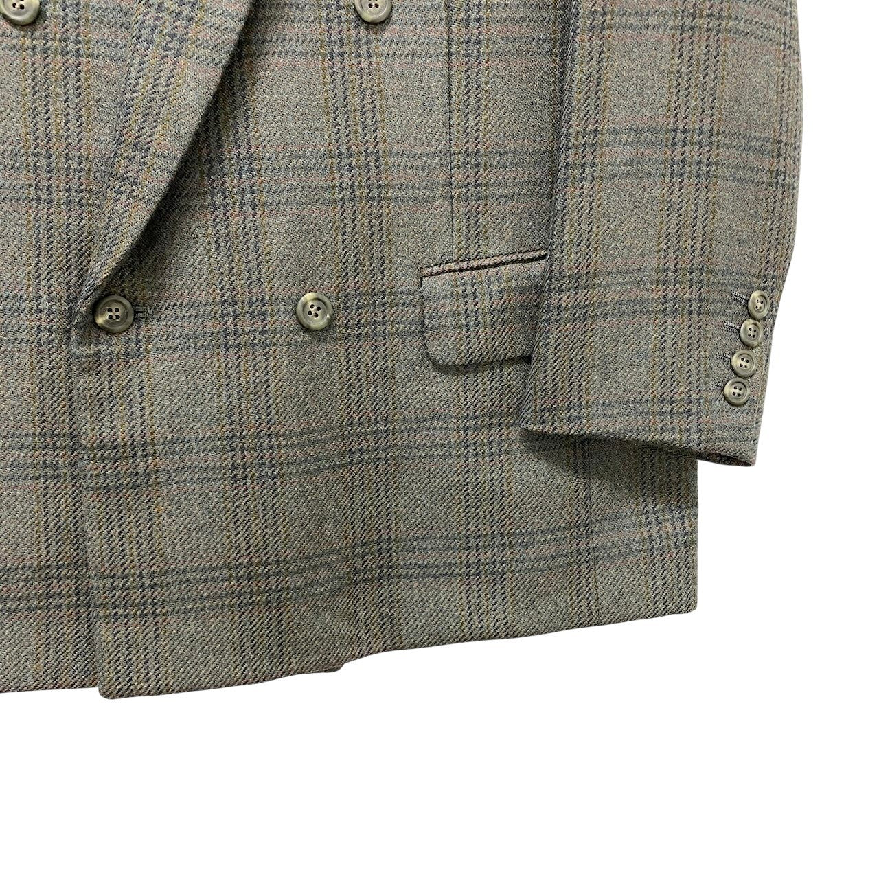 85g5 Christian Dior クリスチャンディオール テーラードジャケット ブレザー チェック柄 裏地CD柄 AB-5 Mサイズ グリーン ウール メンズo07t