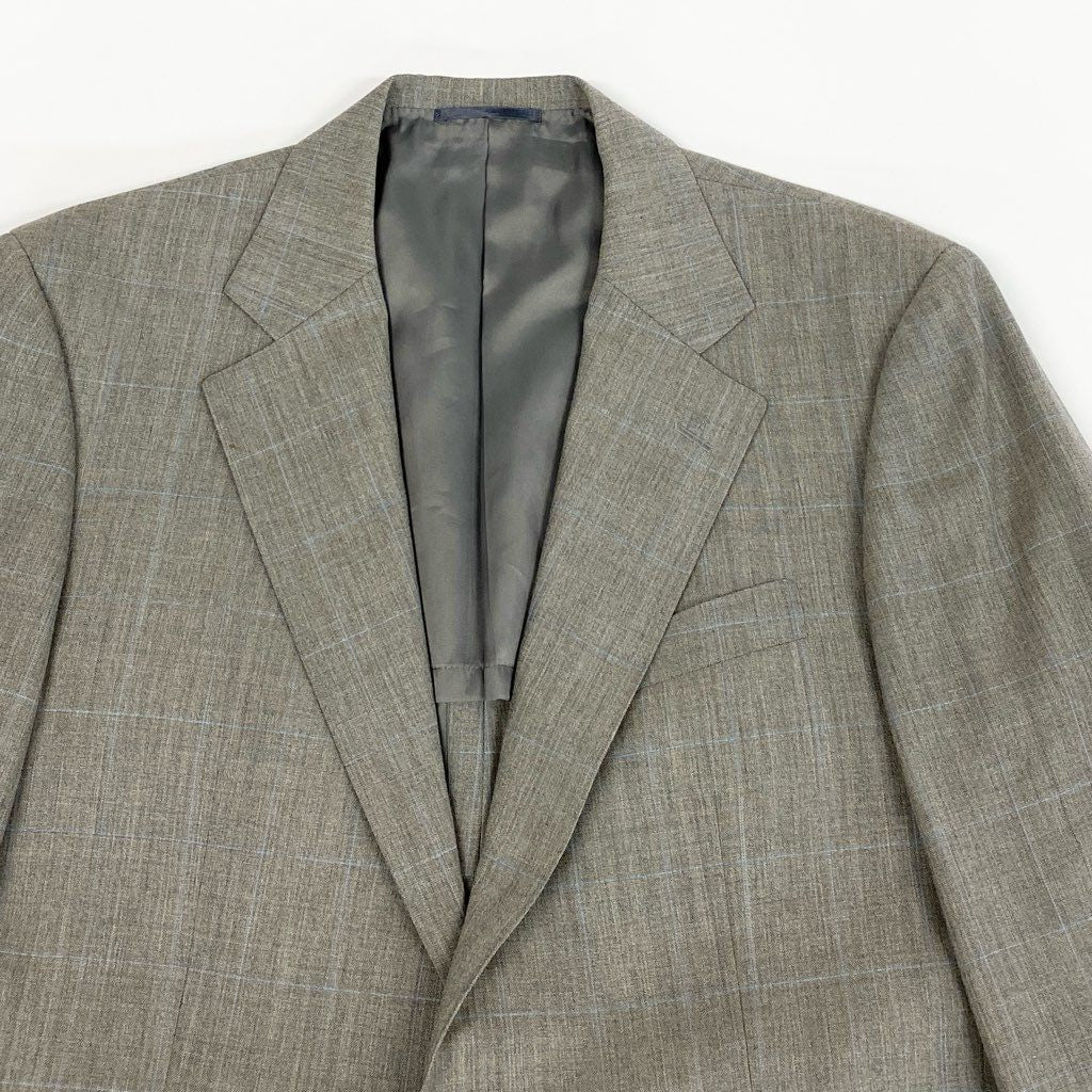52l24 BURBERRY バーバリー スーツセットアップ テーラードジャケット シングルジャケット スラックス チェック AB4サイズ グレー ウール100％ メンズo07t