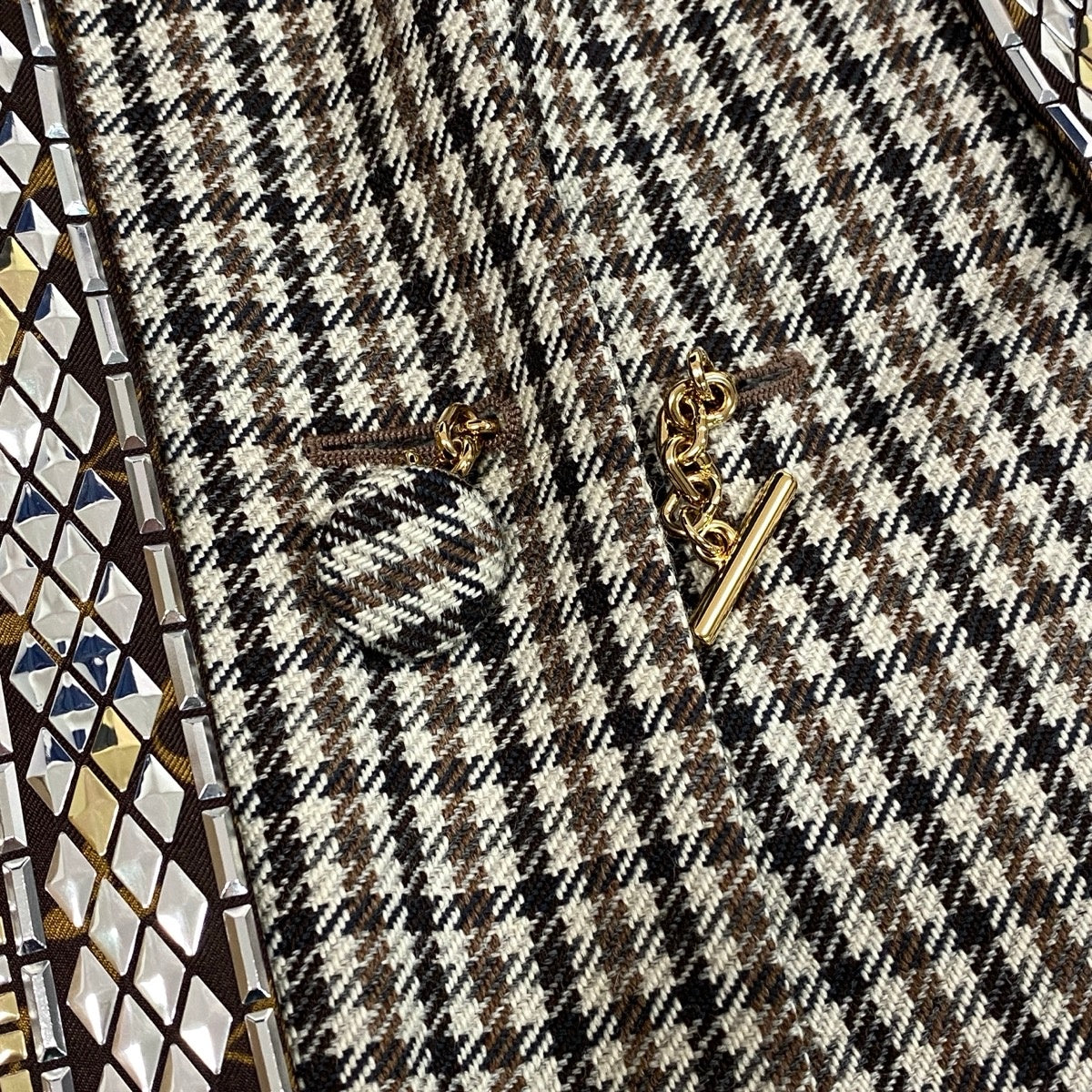 Ij19 【極美品】 LOUIS VUITTON ルイヴィトン 20aw ガンクラブチェック ノーカラージャケット RW202B YXO FJB87 サイズ38 マルチカラー ウール100％ レディースu02t