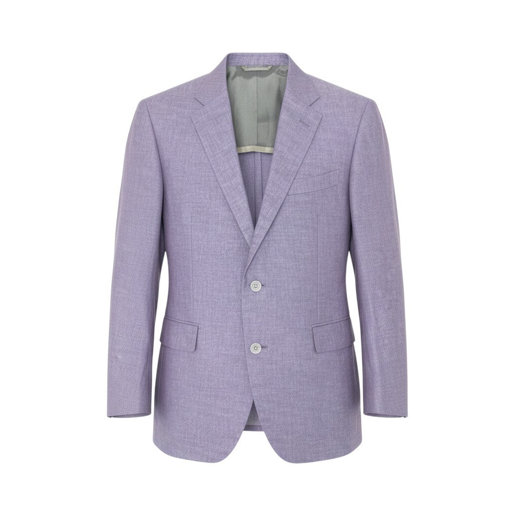 67L1 《美品》 mila schon ミラショーン テーラードジャケット シルクジャケット 背抜き シングル 2B メンズ 紳士服 48 パープル 絹100％u02t