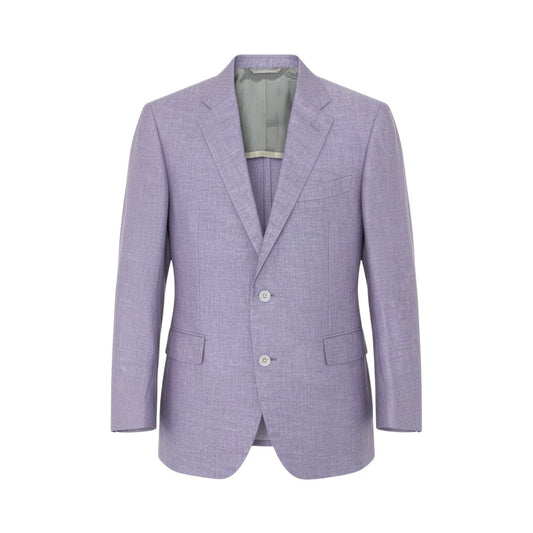 67L1 《美品》 mila schon ミラショーン テーラードジャケット シルクジャケット 背抜き シングル 2B メンズ 紳士服 48 パープル 絹100％u02t