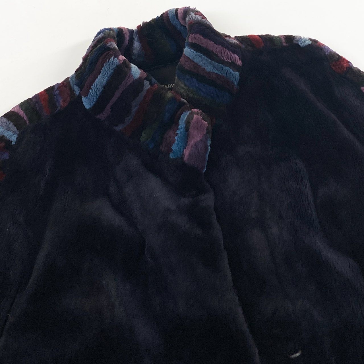 33L10 本毛皮 染め シェアード ロングコート サイズF ダークパープル リアルファー FUR COAT 希少デザインt18r