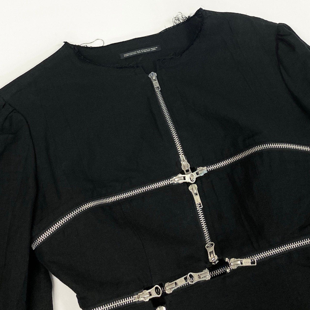 Ah6 yohji yamamoto ヨウジヤマモト femme 2019年 ランウェイ着 ジップジャケット FH-J04-304 1 ブラック リネン コットンu02t