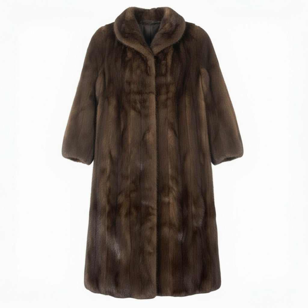 57a14 デミバフミンク 丈110cm 超ロングコート サイズ11 ブラウン 本毛皮 Mink Fur Super Long Coatt18r