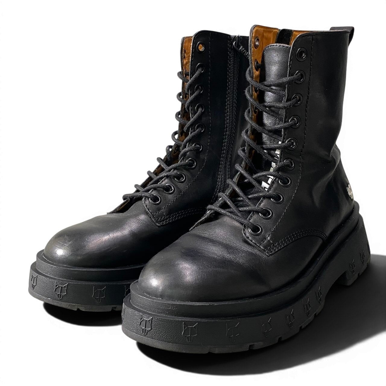 1e21 NAKED WOLFE ネイキッドウルフ レザーブーツ レースアップブーツ サイドジップ タンクソール ロングブーツ アッパーレザー メンズ 男性用 42 ブラックo07t 1e21 NAKED WOLFE ネイキッドウルフ レザーブーツ レースアップブーツ