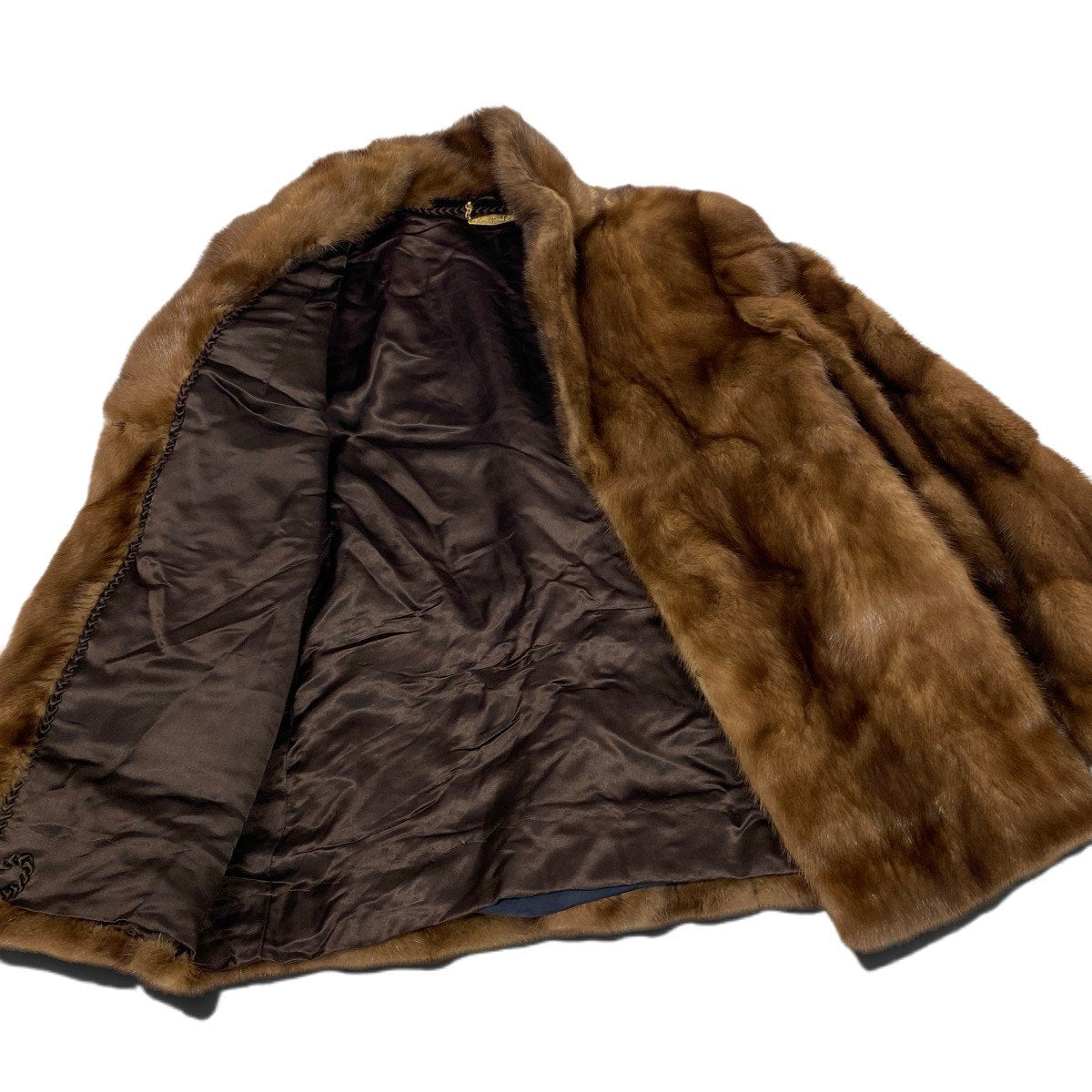 24j7 Very Good 袖段 デミバフミンク ファーコート サイズ13 ブラウン 本毛皮 Mink Fur Coat リアルファーt18r