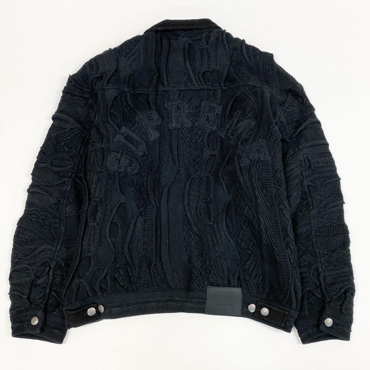 56j20 《美品》 Supreme シュプリーム × Coogi クージー 3D Knit Trucker Jacket ニットトラッカージャケット L ブラック 半タグ付き コラボアイテム ダブルネームt18r