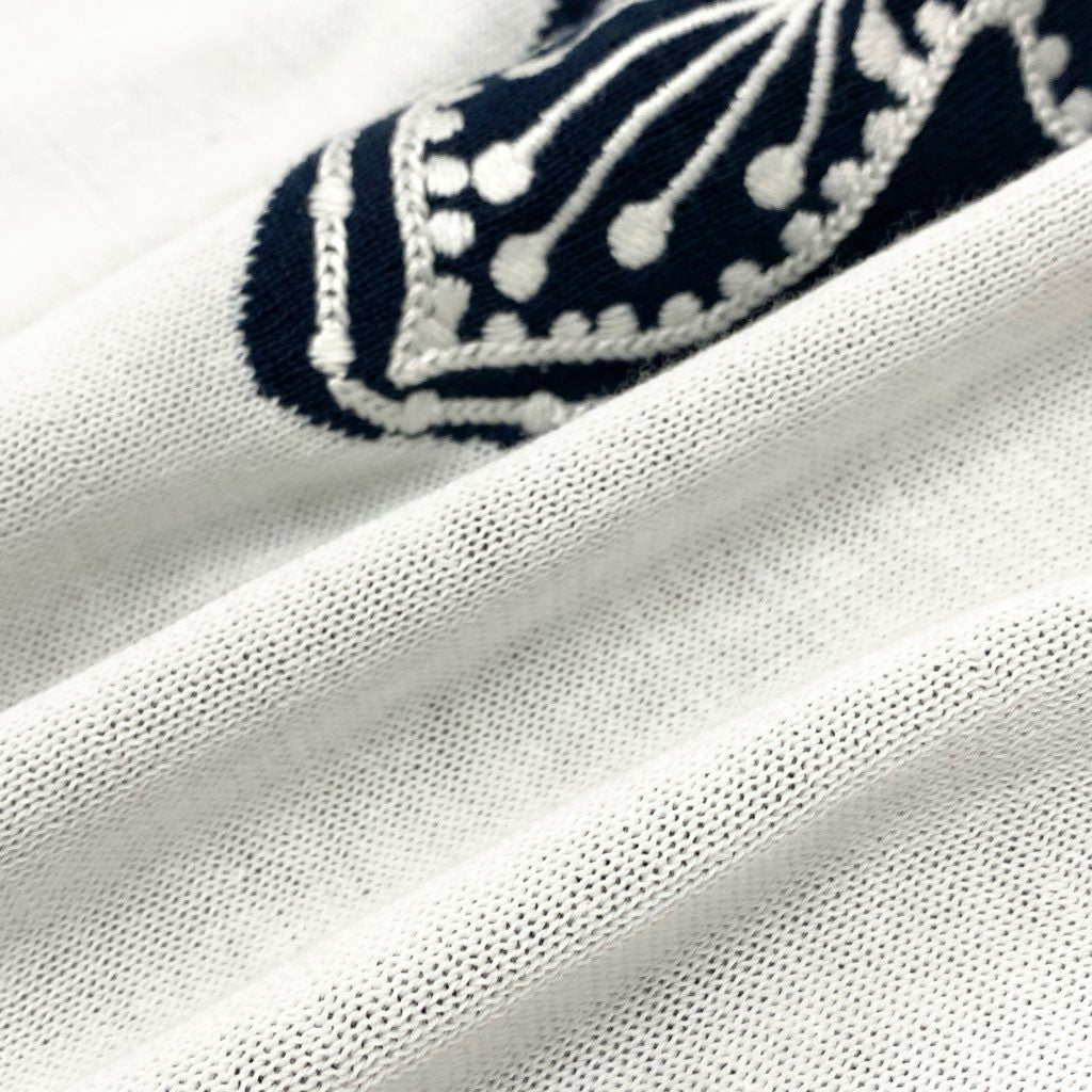 63a12 TOKUKO 1er VOL トクコプルミエヴォル 7分袖 チュニックワンピース コットンニット 刺繡 レディース 女性用 9 ブラック ホワイト イエロー 綿100％u02t