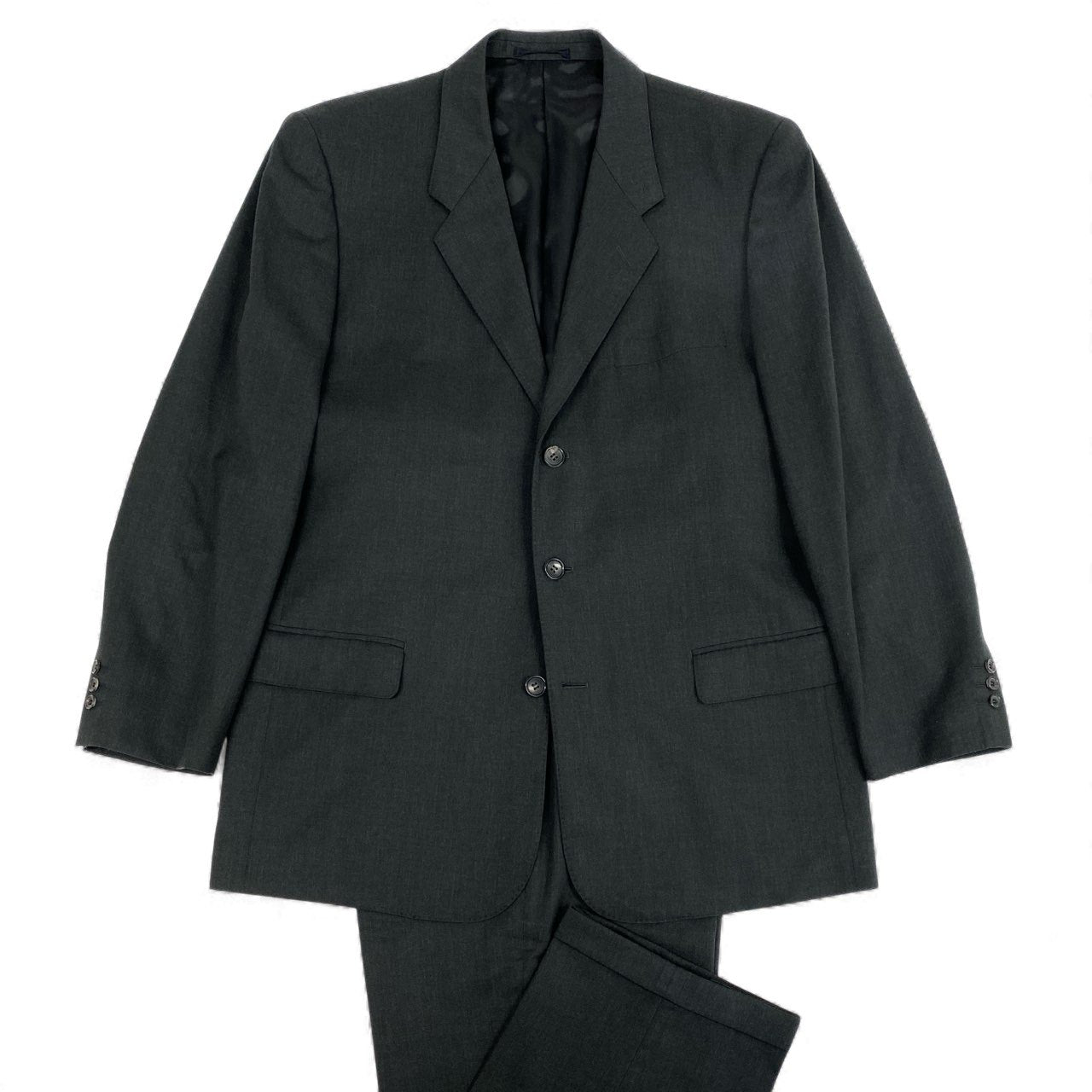 68L11 Papas パパス シングルスーツ セットアップ 総裏地 ジャケット50 ボトム54 グレー ウール メンズu02t