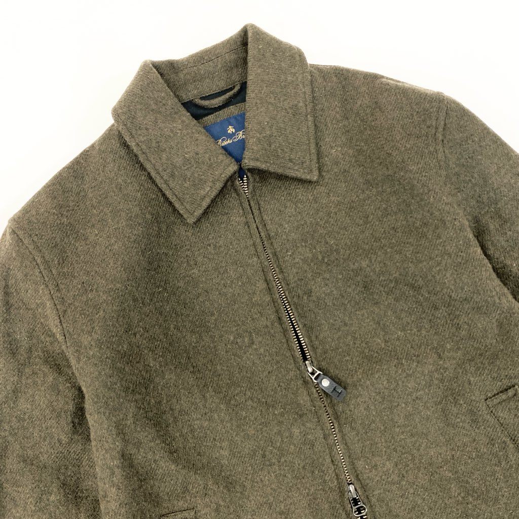 39l15【美品】 BROOKS BROTHERS ブルックスブラザーズ ハリントンジャケット ブルゾン ダブルジップ S ブラウン 画像参照 メンズ 男性用u02t
